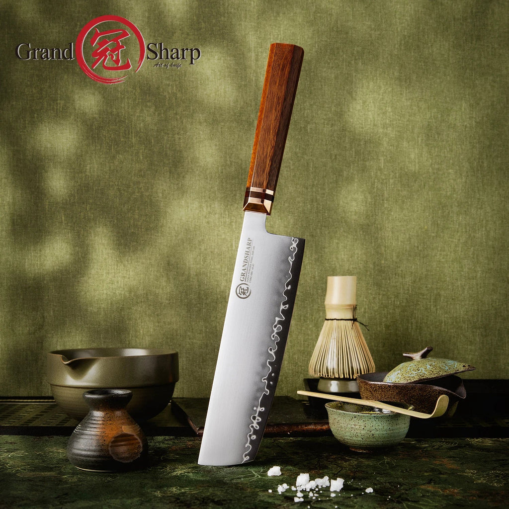 Grandsharp 7.5" Nakiri Knife ZDP-189 Steel | Mkuruti Wood Handle