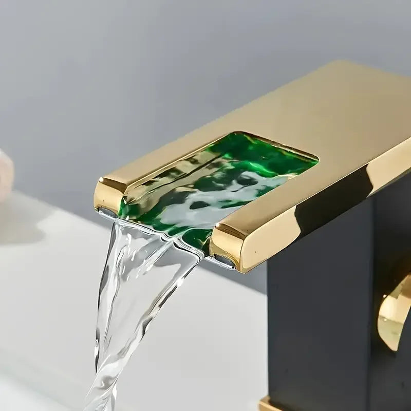 Thermal Color-Changing Waterfall Bathroom Faucet | Dual Handle