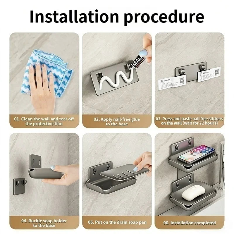 Bathroom Corner Shelf Self-Adhesive No-Drill Aluminum Rack