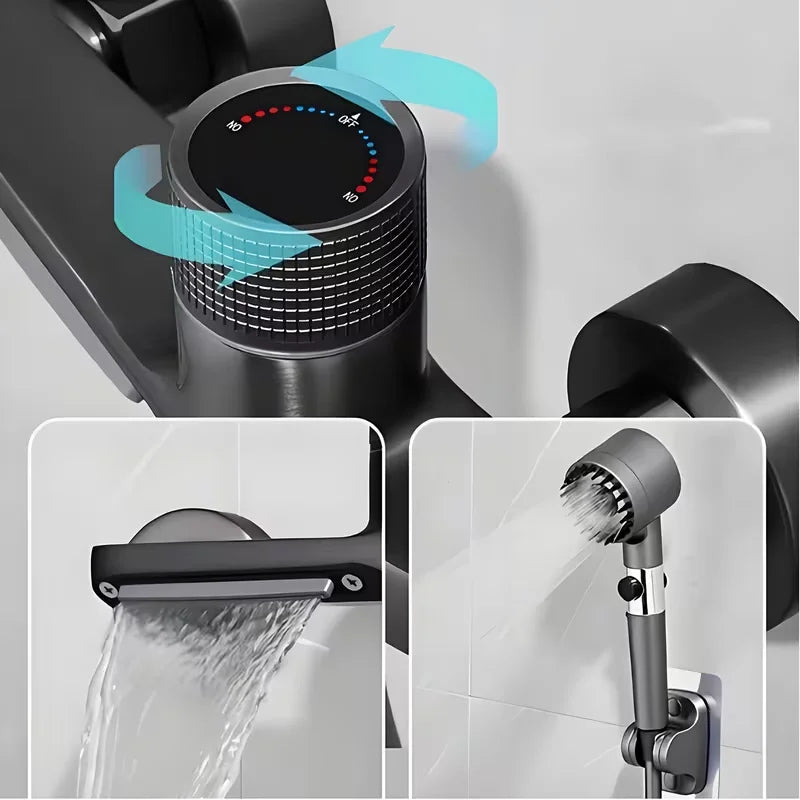 Matte Black Wall-Mounted Bathtub Shower Mixer Faucet