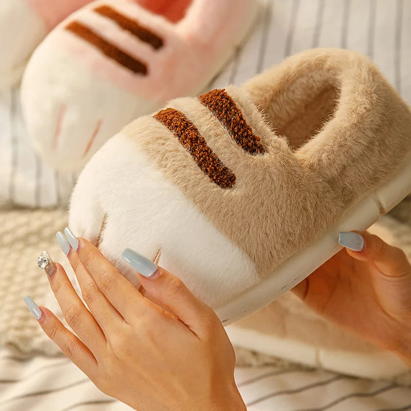 Kids Winter Plush Cat Claw Slippers – Warm Anti-Slip Indoor