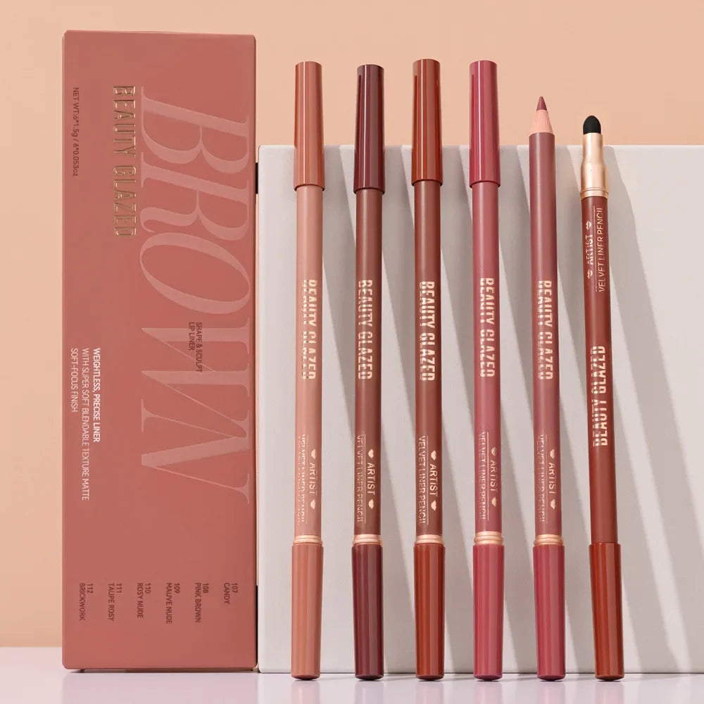 6-Piece Matte Dual-Ended Lip Liner Set – Long-Lasting, All Tones