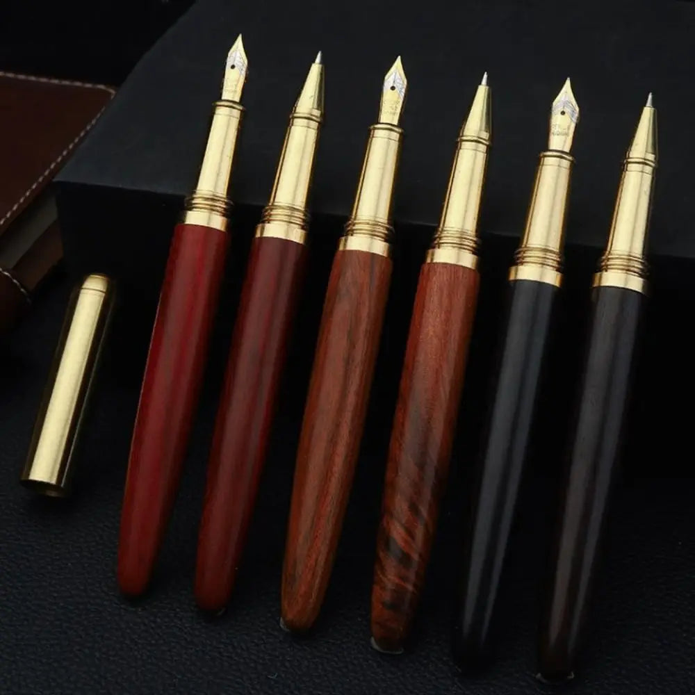 Wood & Brass Fountain Pen – 0.7mm Calligraphy Signature Pen