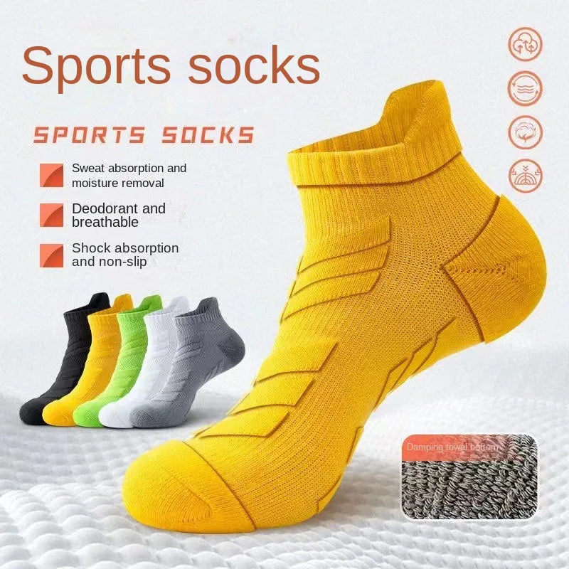 Men's Ankle Sports Socks 5 Pairs – Cushioned & Anti-Slip