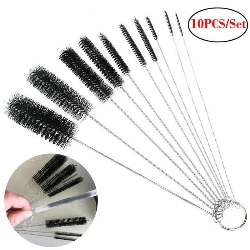 10-Piece Stainless Steel Bottle Brush Set – Tube & Straw Cleaner