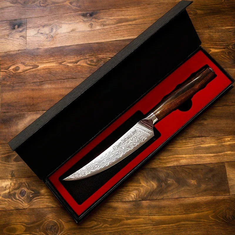 5" Damascus Steel Steak Knife – VG10 Blade & Ebony Handle