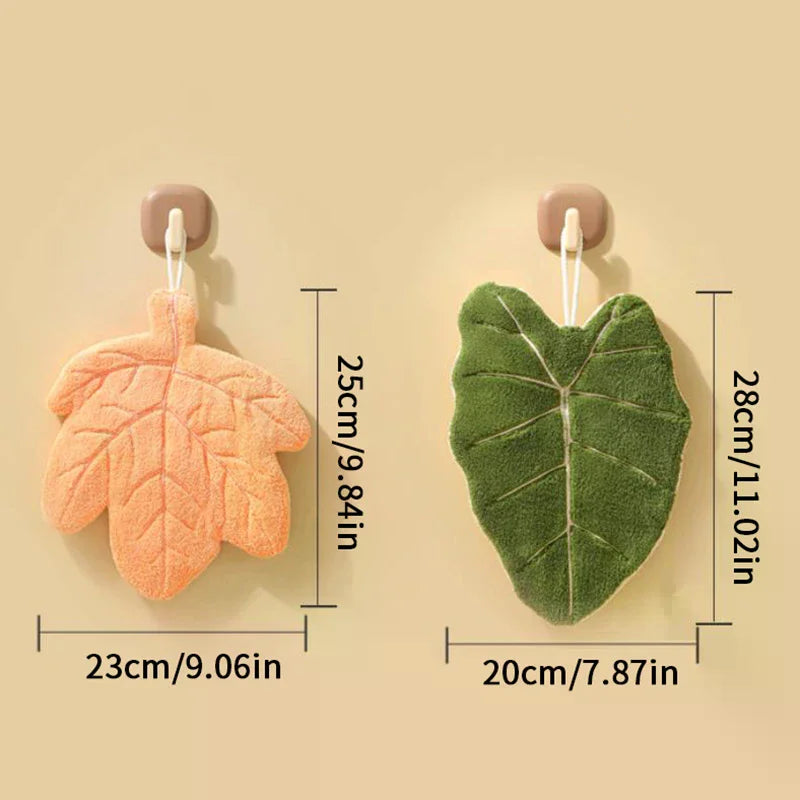 Leaf-Shape Double-Layer Hand Towel | Fast-Dry Coral Fleece