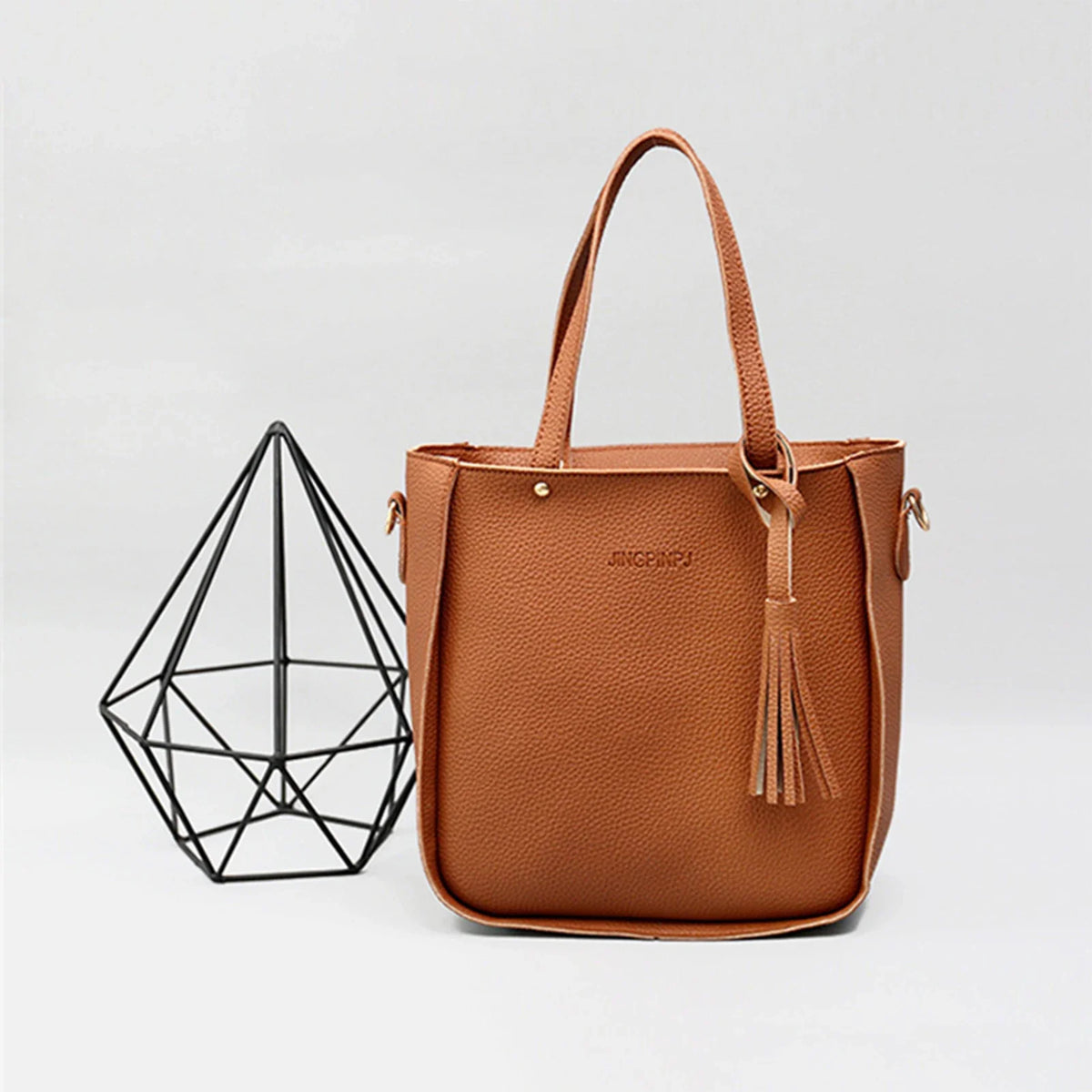 Women's 4-Piece Tote Bag Set | Canvas & PU Leather Purse Set