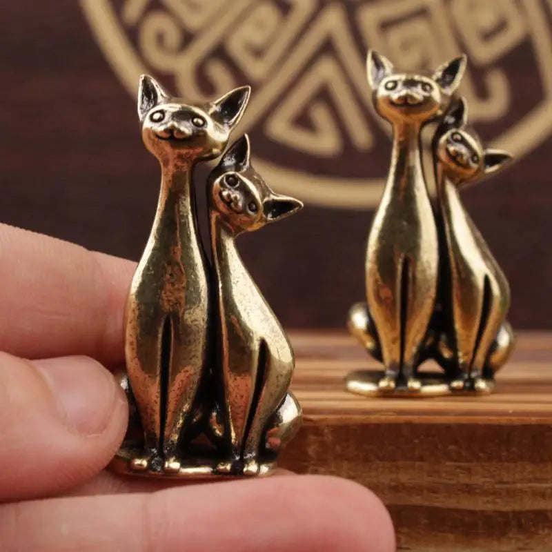 Double Cat Sculpture Ornament Crafts Anime Home Desktop Living Room