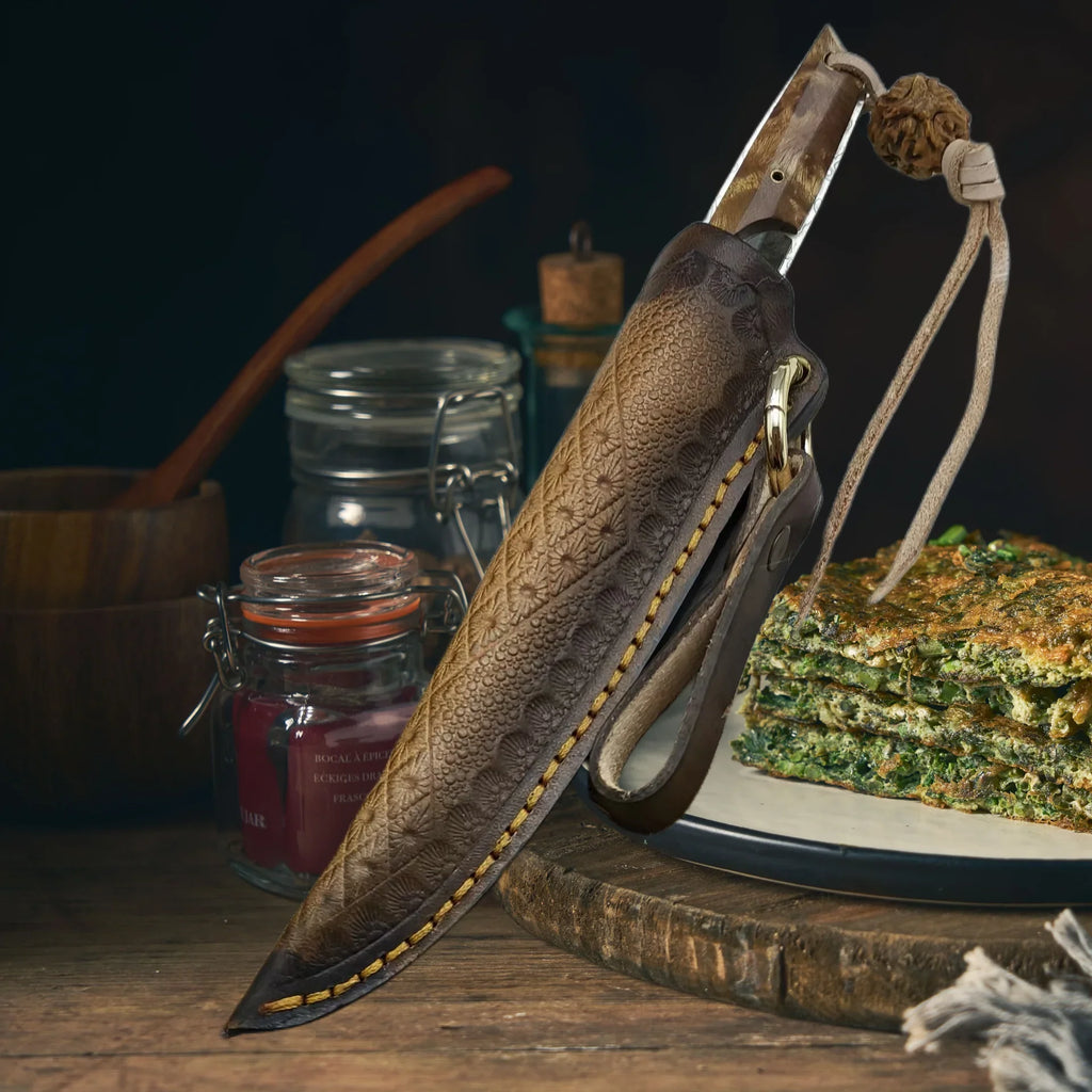Damascus Steel Fruit Knife – SKD-11 Blade & Wood Handle