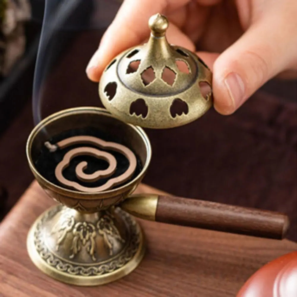 Vintage Alloy Sandalwood Incense Burner Elephant Lucky Hollow Out