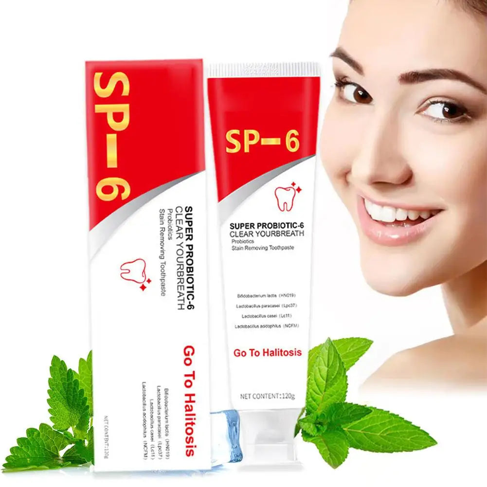 SP-6 Probiotic Whitening Toothpaste – Stain Remover & Fresh Breath