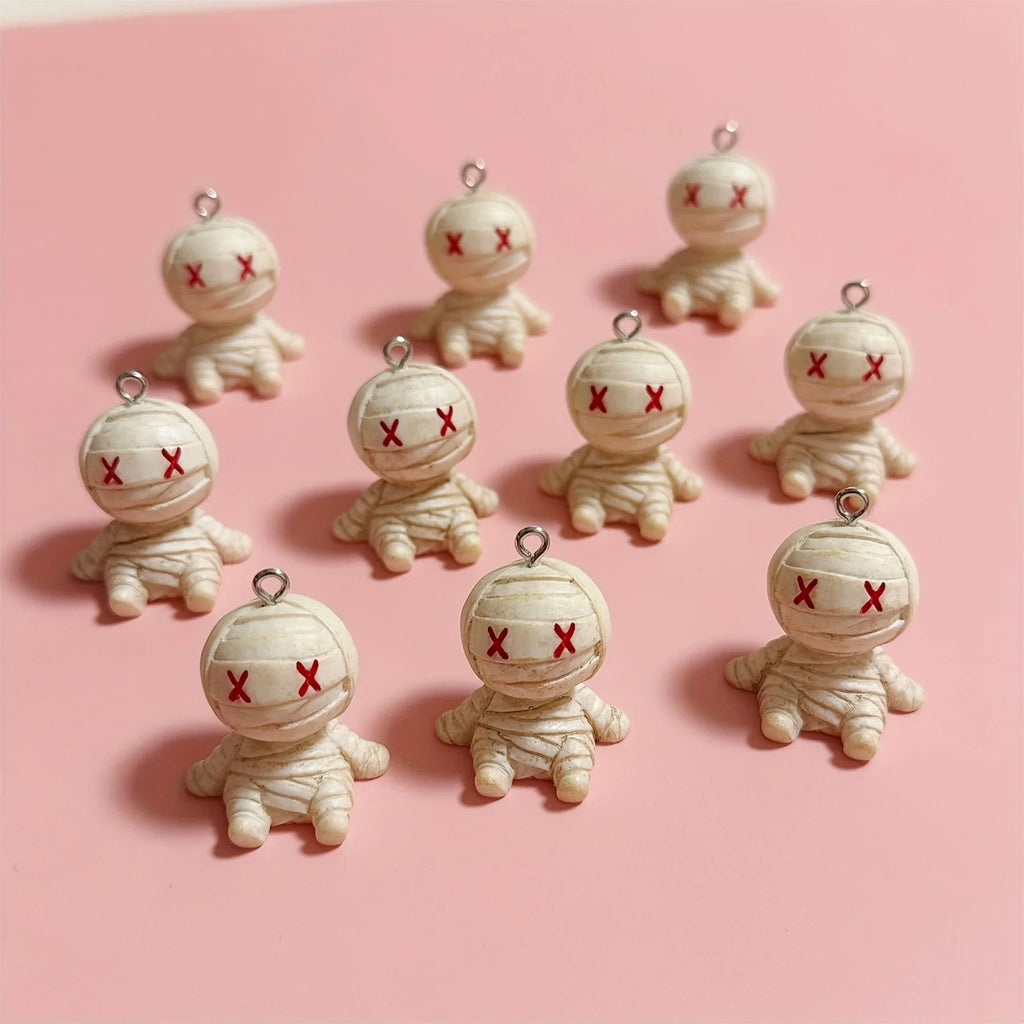 20 Halloween 3D Mummy Resin Charms – DIY Jewelry & Bag Pendants