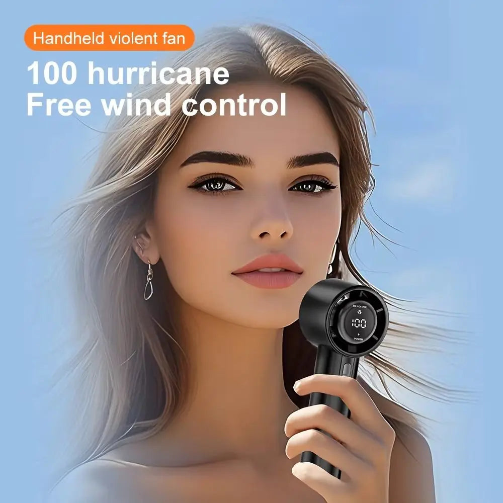 USB Rechargeable Mini Handheld Fan – 100 Speeds, 3000mAh