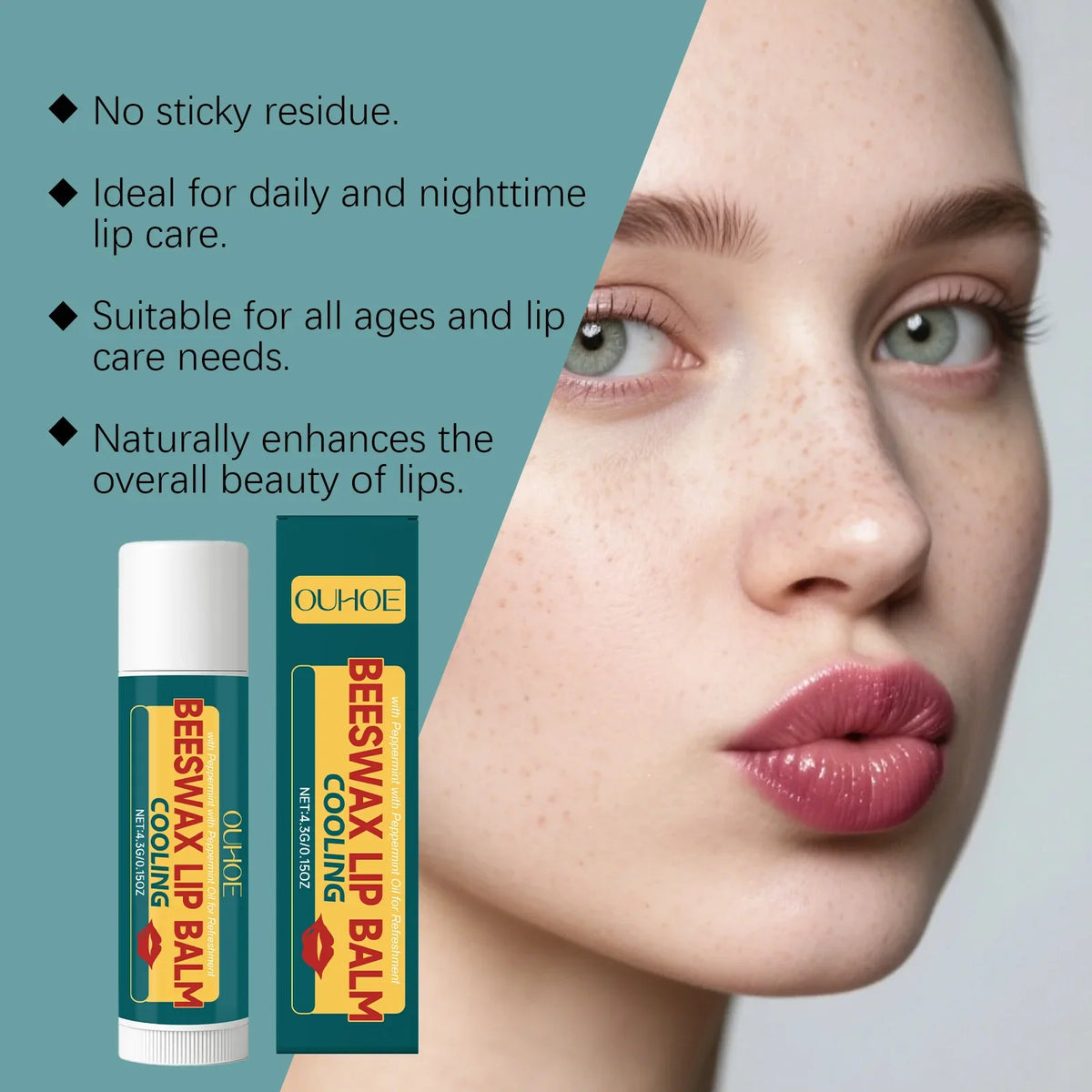 OUHOE Mint Beeswax Lip Balm – Hydrate, Soften & Plump Lips