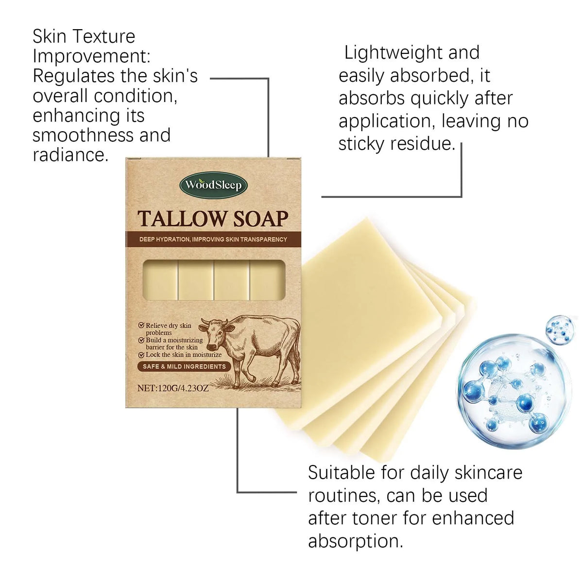 OceAura Grass-Fed Beef Tallow Soap – Face & Body Bar