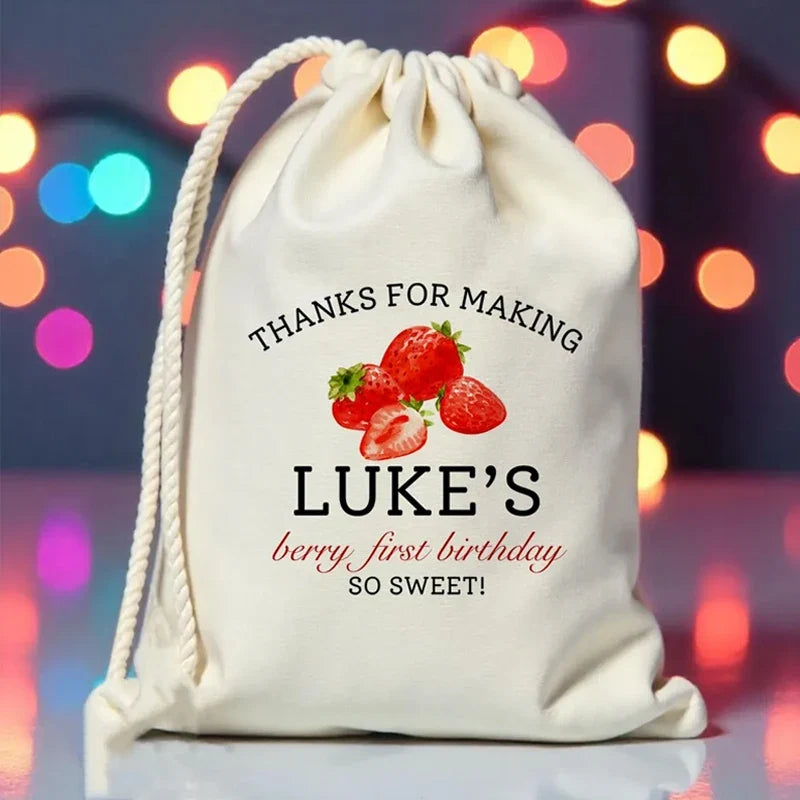 Personalized Strawberry Birthday Gift Bags | 5pcs Party Favors