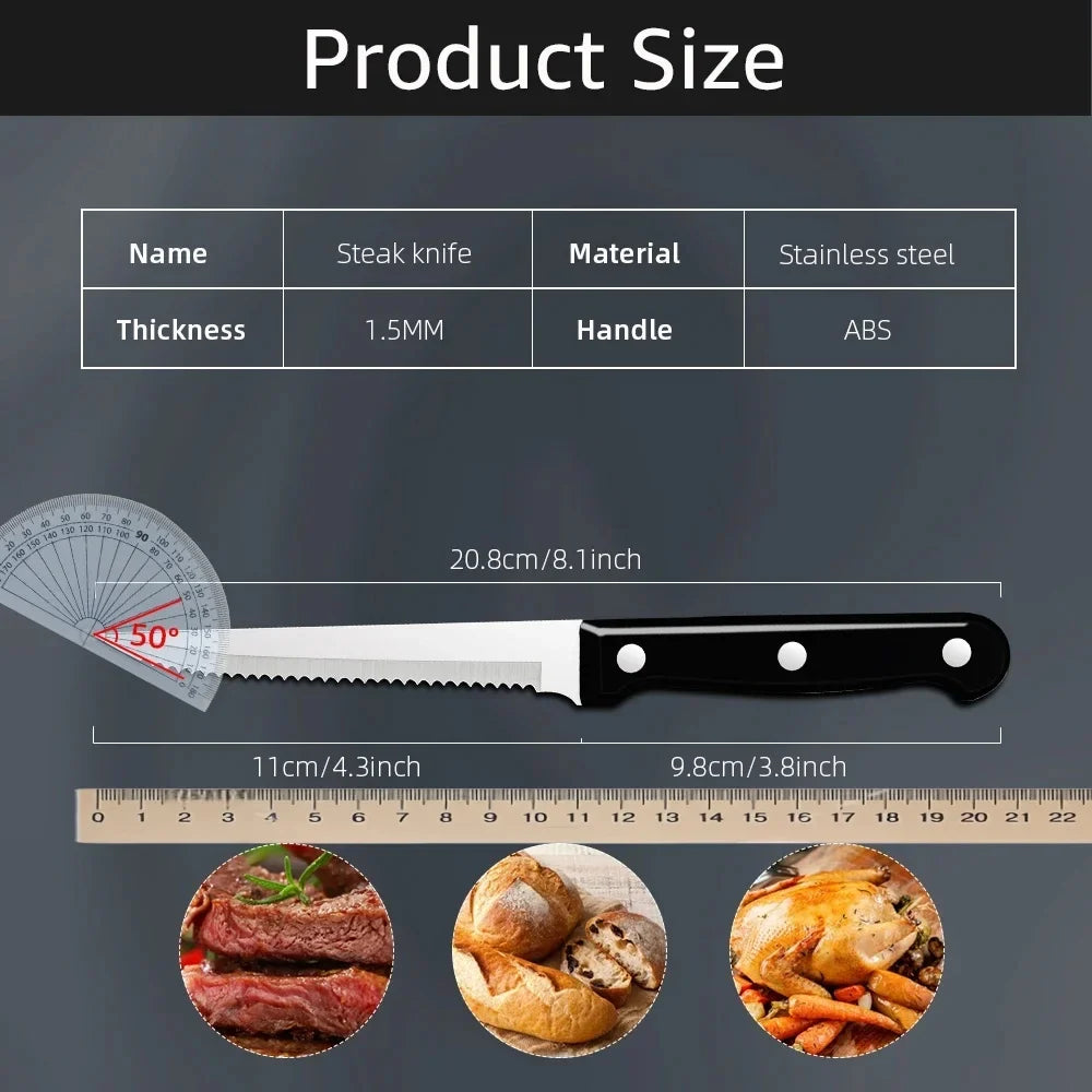 Serrated Stainless Steel Steak Knives Set – 4 to 16 Pieces