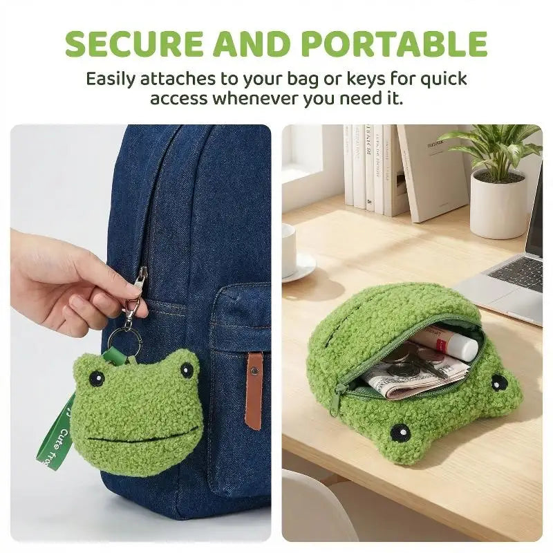 Kawaii Frog Plush Coin Purse Mini Keychain Zipper Wallet