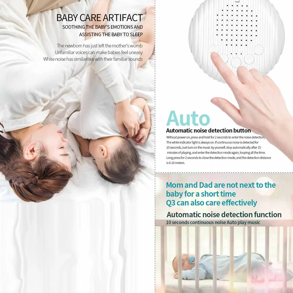 Portable Baby White Noise Sleep Machine | 10 Sounds, USB Charge