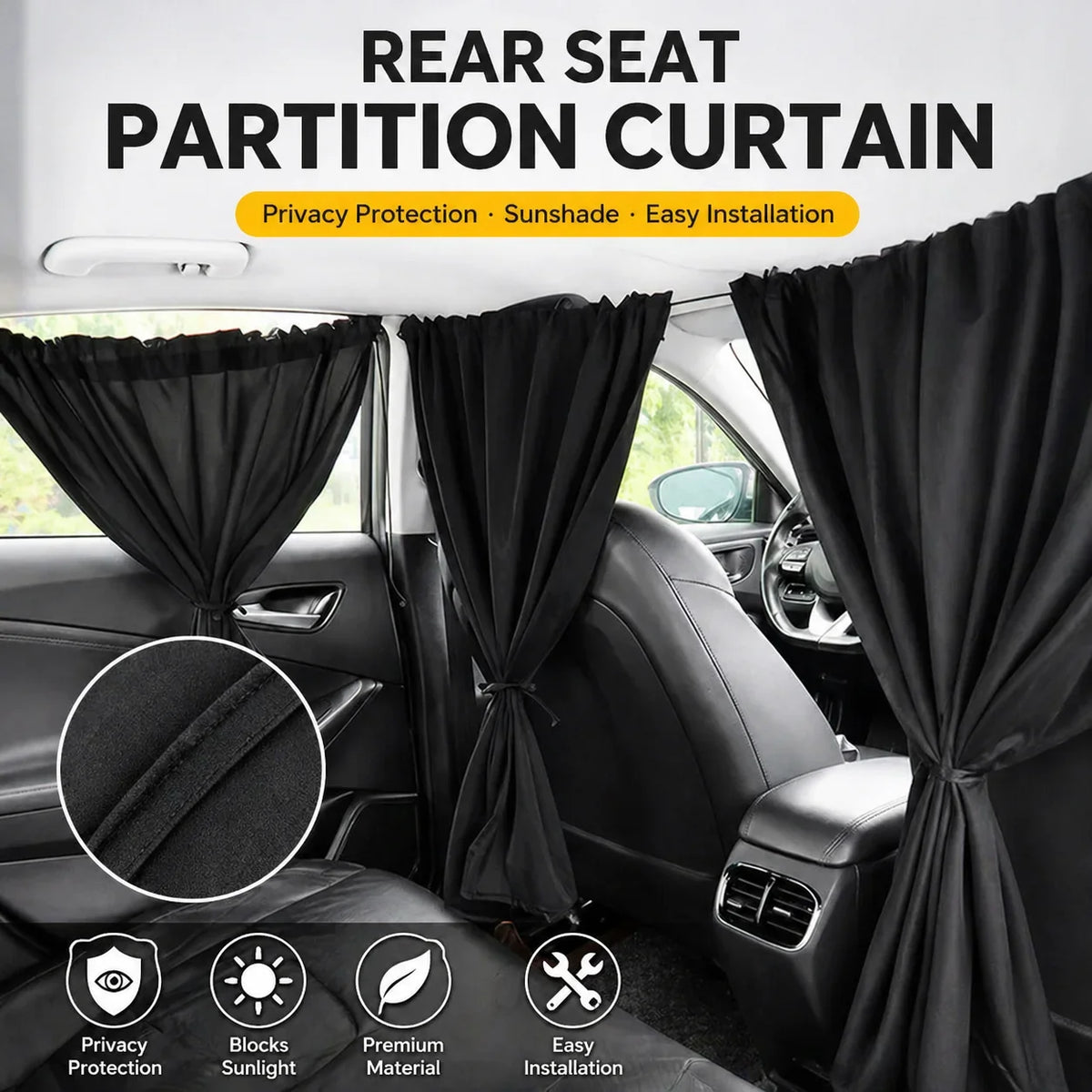 4-Pack Car Privacy Curtain Set | Sun Shade for Camping & Travel
