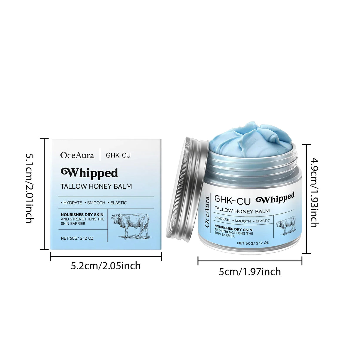 OceAura Whipped Tallow Honey Balm – Moisturizing Body Butter