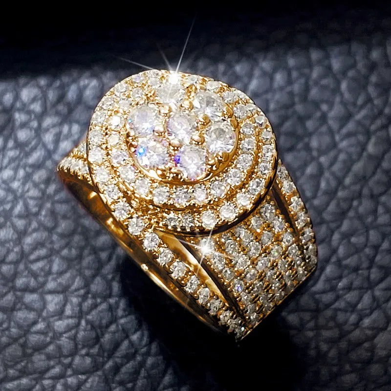 Huitan CZ Wedding Ring for Women – Sparkling Geometric Design