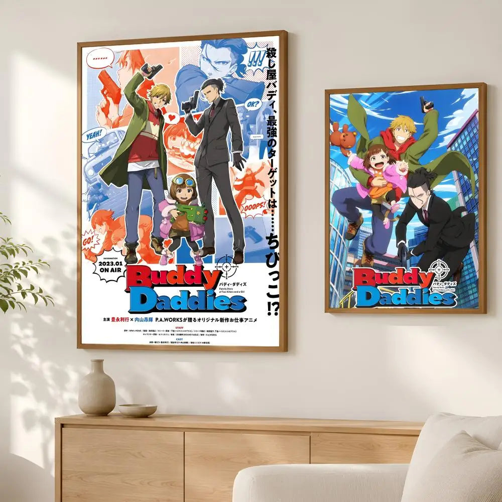 Buddy Daddies Anime Poster – Self-Stick Waterproof Wall Art