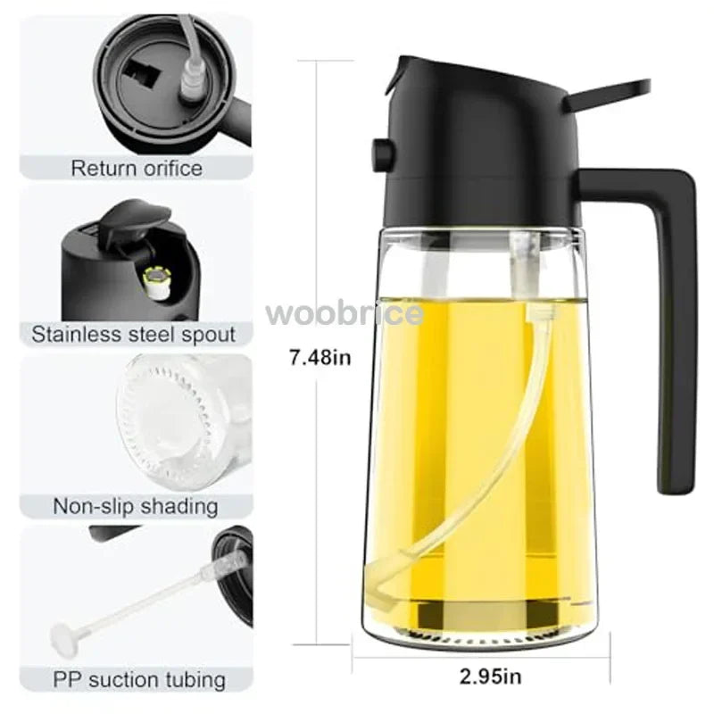 2-in-1 Oil Sprayer & Dispenser Bottle – 500ml Kitchen Spray