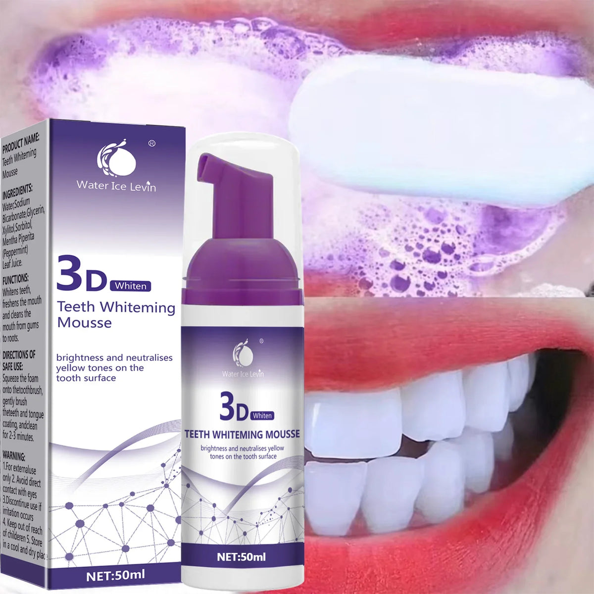 Purple Whitening Mousse Toothpaste 50ml – Fresh Breath & Deep Clean