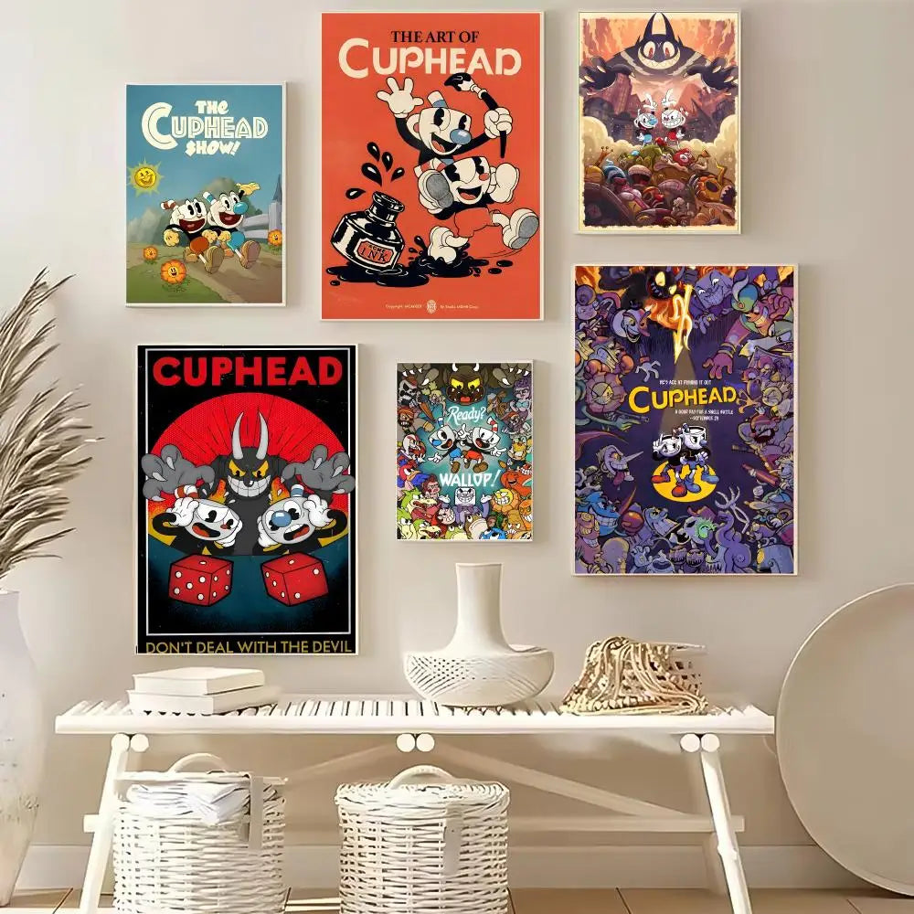 Cuphead Game Poster – HD Self-Adhesive Waterproof Wall Art