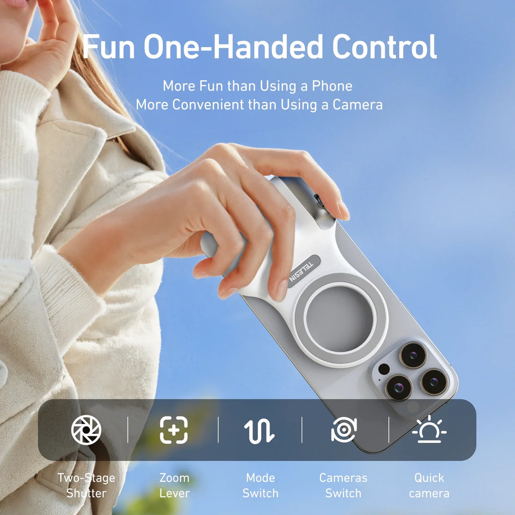 TELESIN Magnetic Phone Camera Shutter Grip Fill Light Shooting Aid