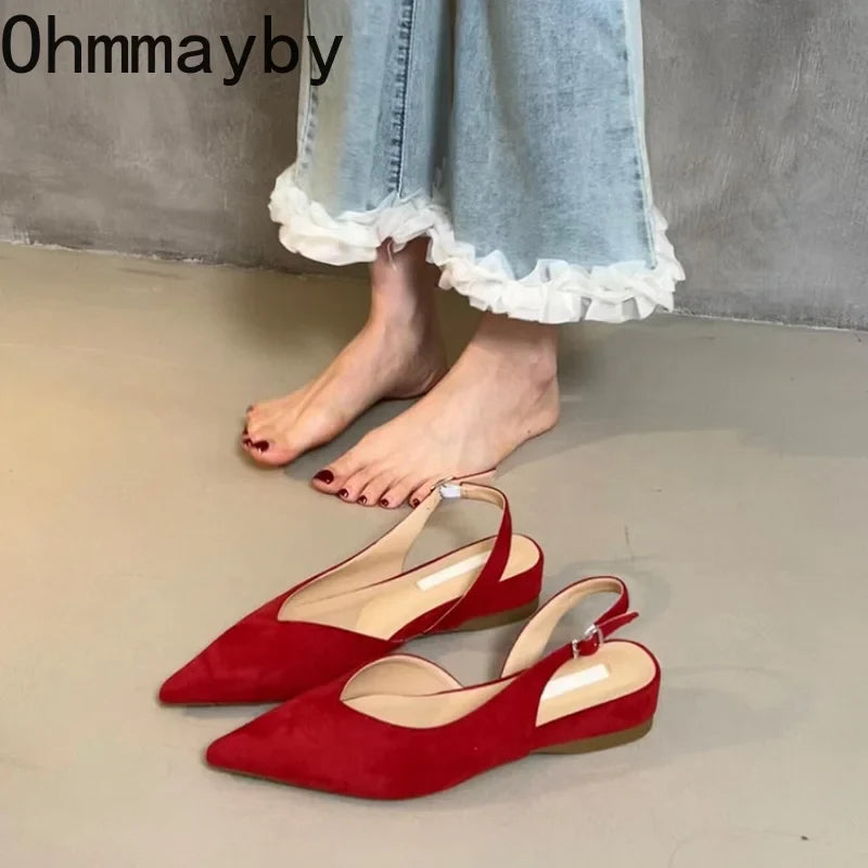 Women's Pointed Toe Wedge Sandals – Buckle Strap Slingbacks