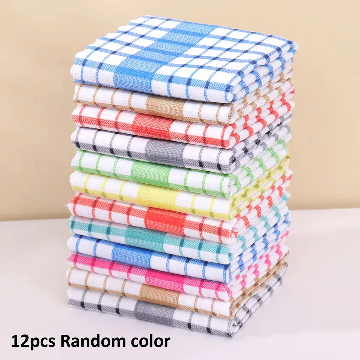 Modern Printed Checkered Dish Towels Scouring Pads Kitchen Soft
