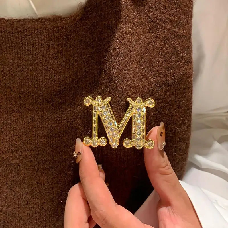 Rhinestone Letter Initial Brooch Pin | Sparkly Alphabet Lapel Pin
