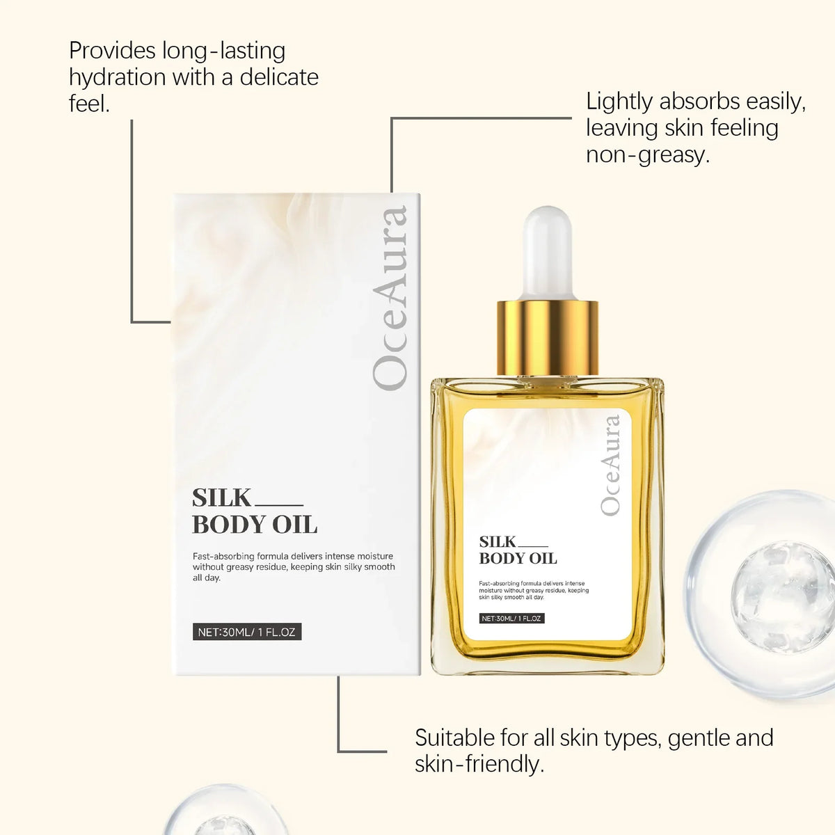 OceAura Body Massage Oil – Firm, Brighten & Nourish Skin 30ml