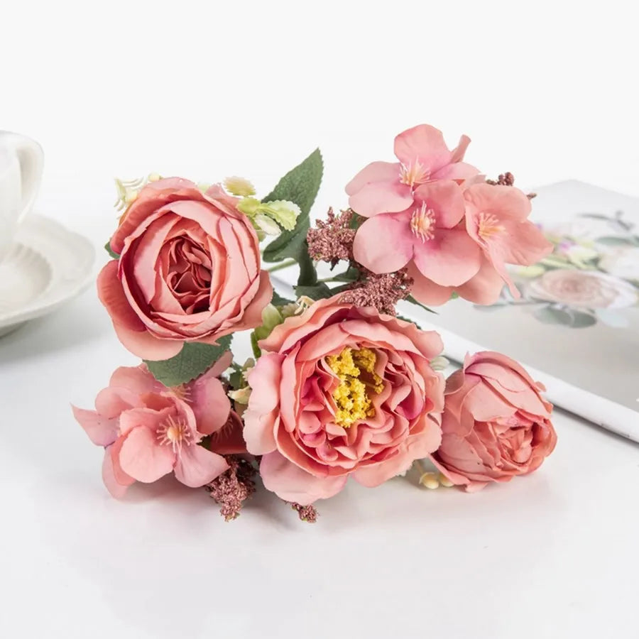 White Silk Hydrangea Peony Artificial Flowers Bundle | Wedding Décor