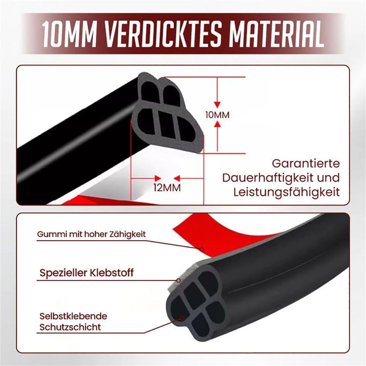 Car Door Rubber Seal Strip | Soundproof Weatherstrip Double Layer