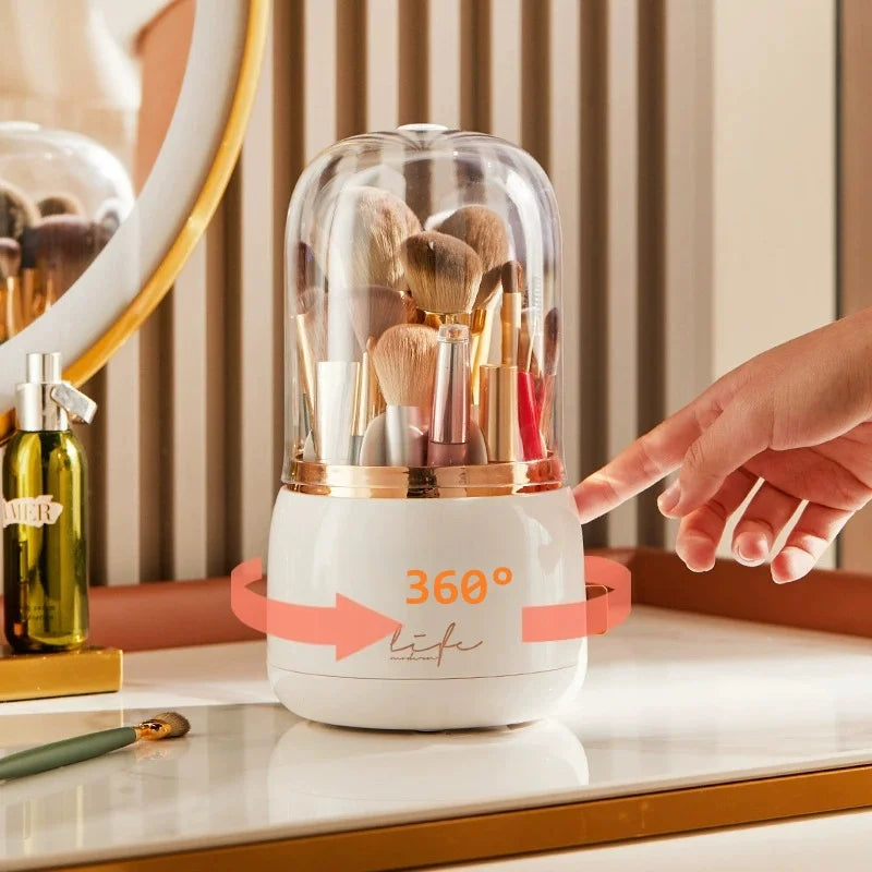 360° Rotating Clear Makeup Organizer & Brush Holder
