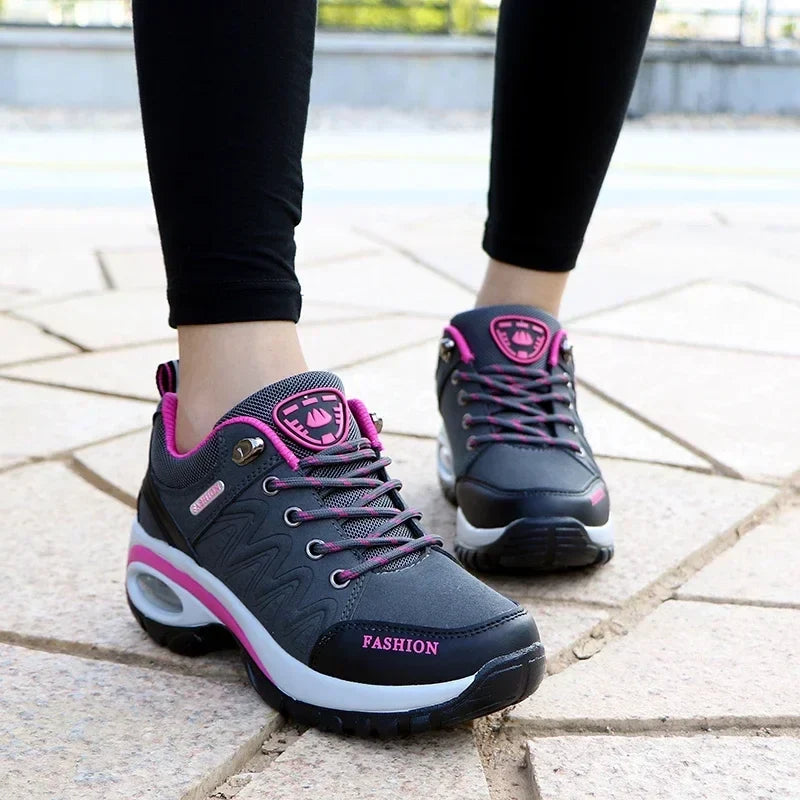 Women's Wedge Hiking Sneakers – Lace-Up Outdoor Training Shoes