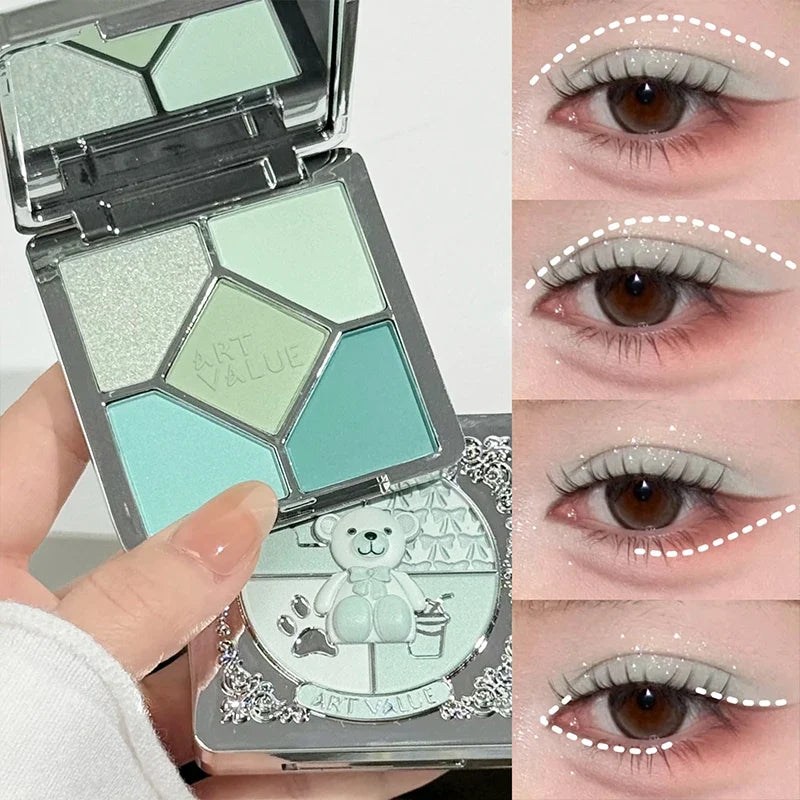 5-Color Purple Glitter Eyeshadow Palette – Shimmer & Matte