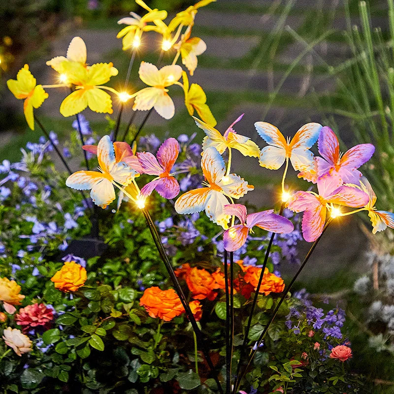 Solar-powered Butterfly Ground Insert Light Artificial Flower Outdoor