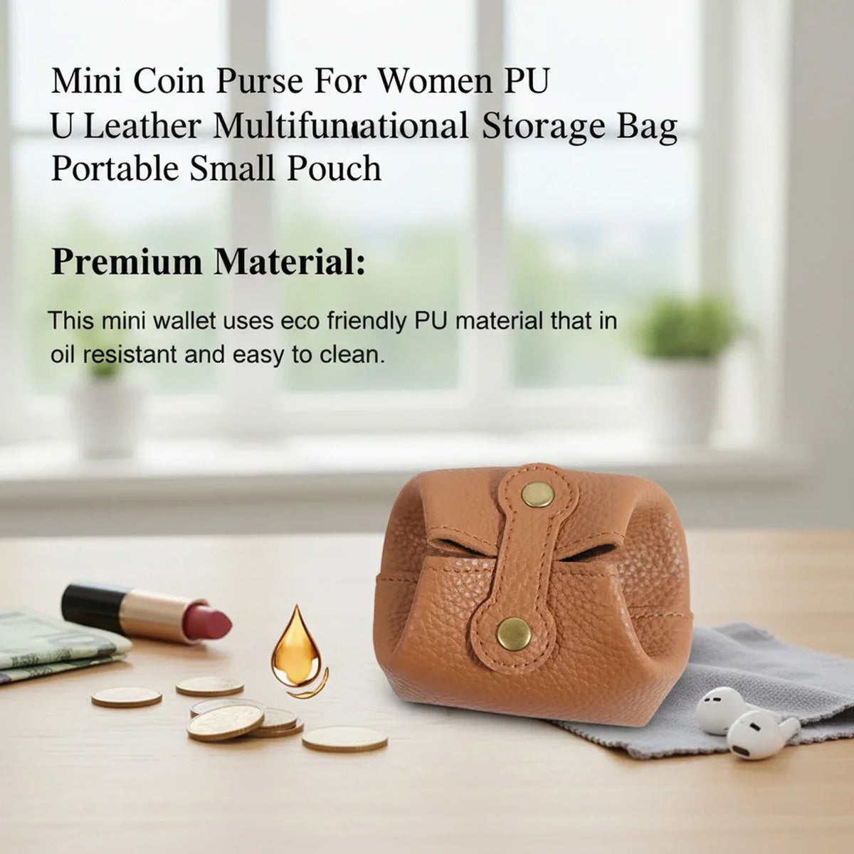 Mini Coin Purse for Women | Korean Style PU Leather Small Wallet