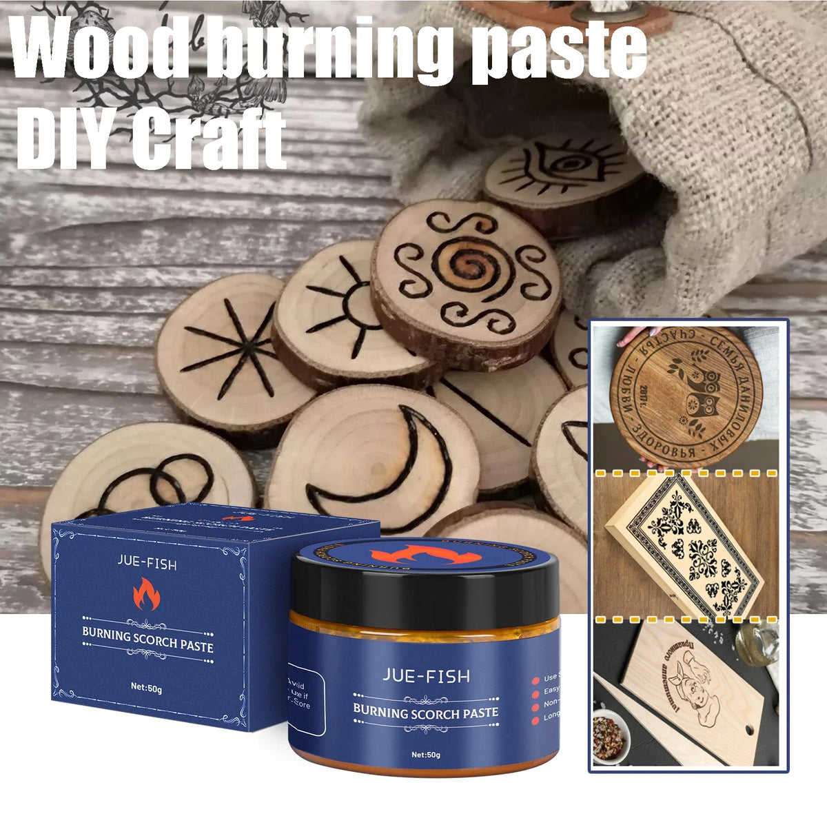 50g Wood Burning Paste | Odorless Pyrography Cream DIY Craft