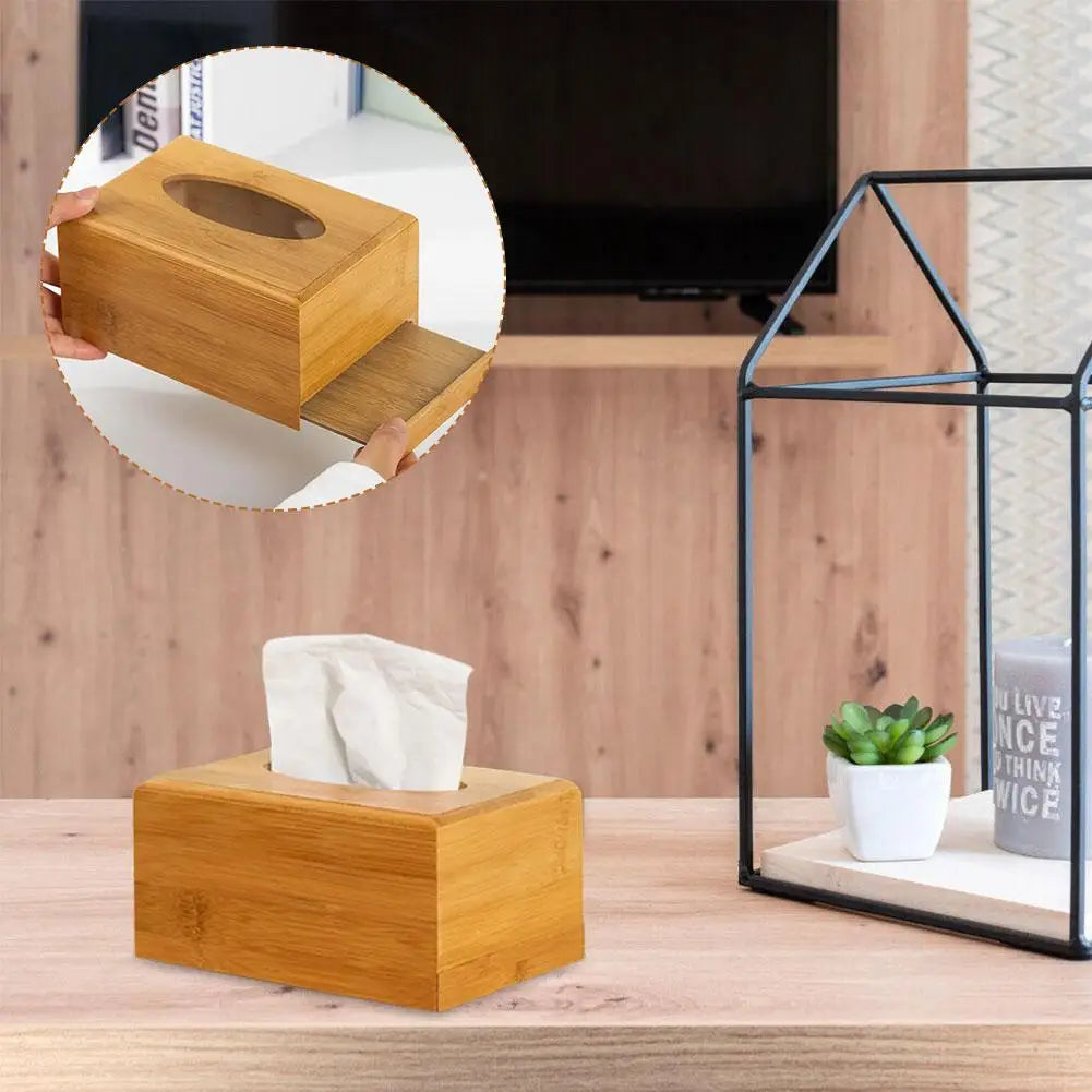 Bamboo Wood Tissue Box Cover | Decorative Napkin Holder