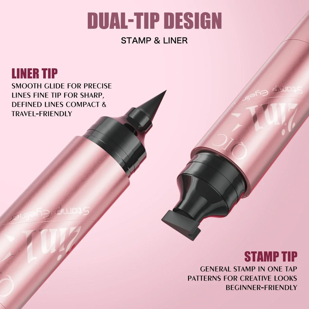 QIC 2-in-1 Stamp Eyeliner – Waterproof Quick-Dry Liquid Liner
