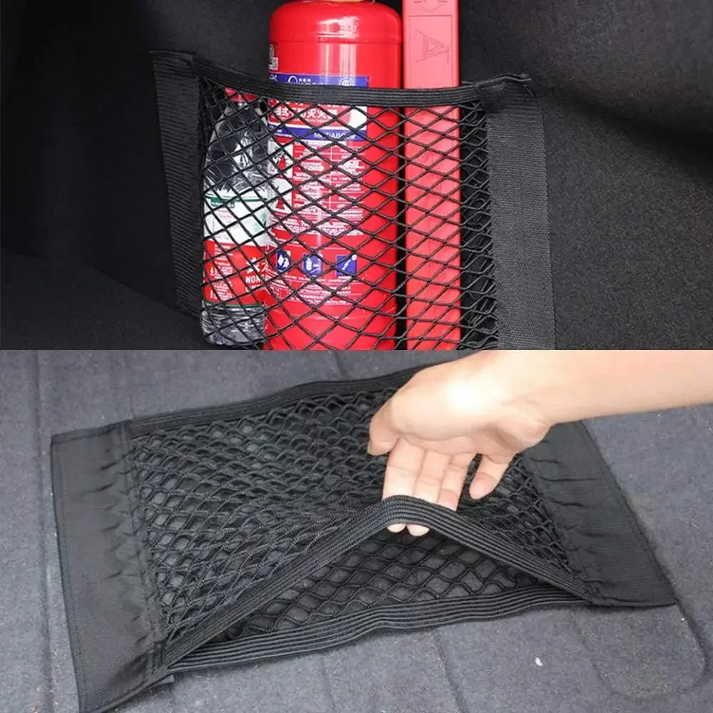 Car Storage Net Stretchable Mesh Pocket Magic Elastic Sticker