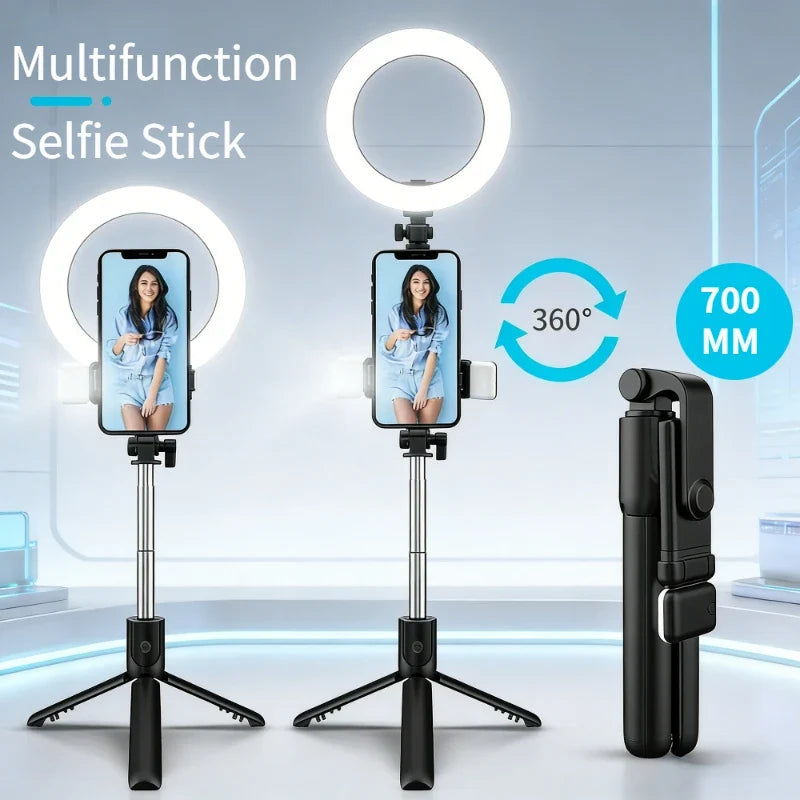 Bluetooth Selfie Stick Tripod with Fill Light & Remote