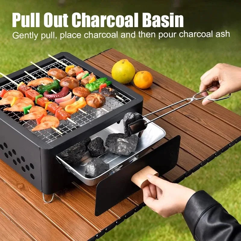 Portable Charcoal BBQ Grill – Non-Stick Stainless Steel Brazier