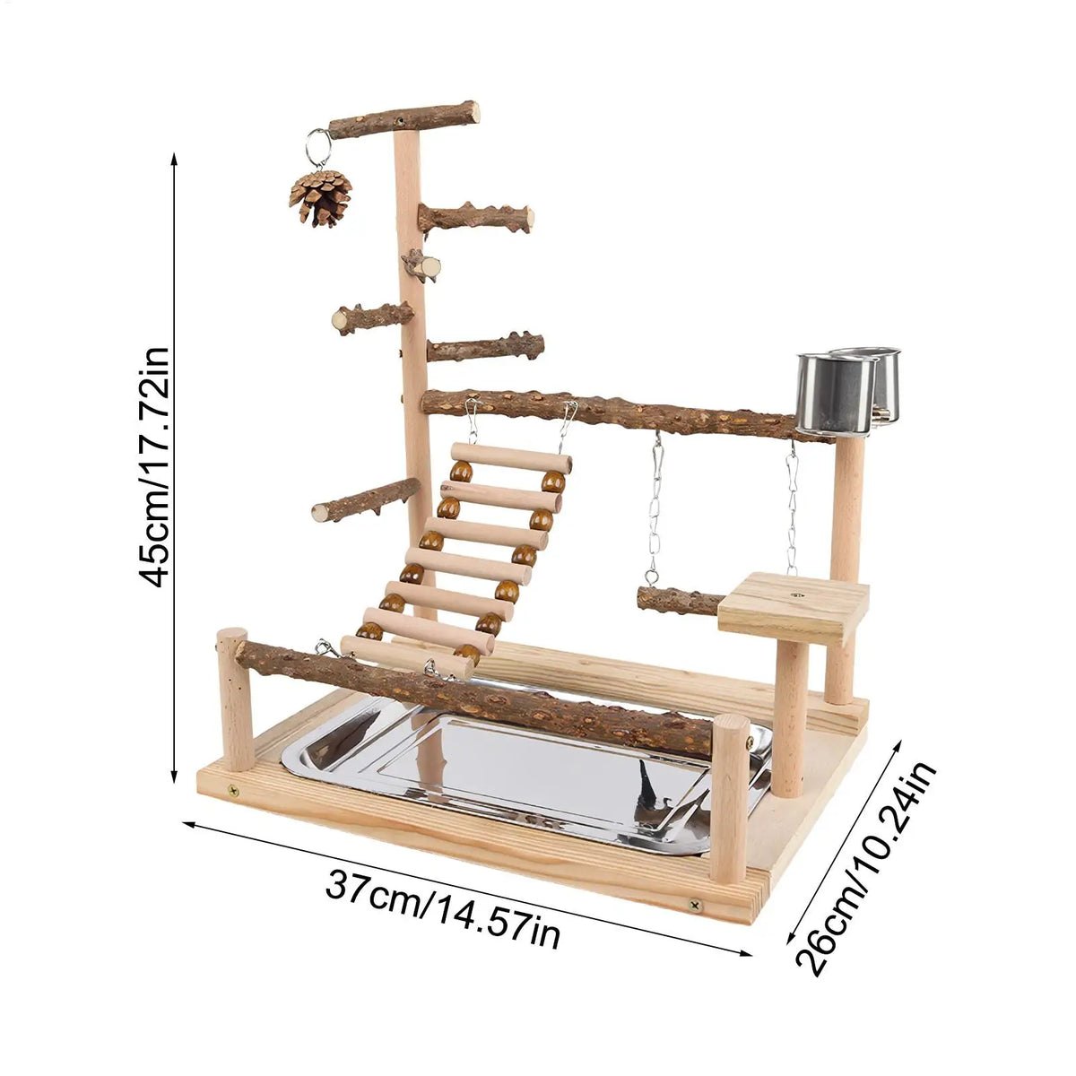Wooden Bird Playstand Perch | Cockatiel Conure Lovebird Gym